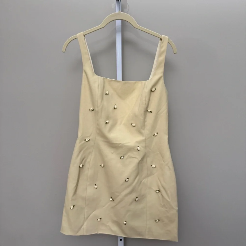 Milkwhite Mini Dress With Bows in Yellow size medium new with tags - Picture 3 of 8